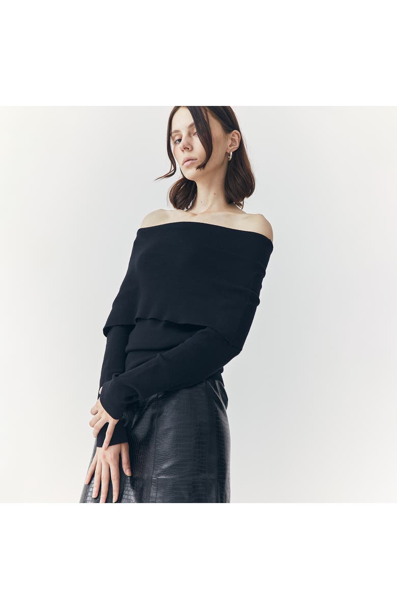 ATS Sia Off Shoulder Knit Top, Alternate, color, Black