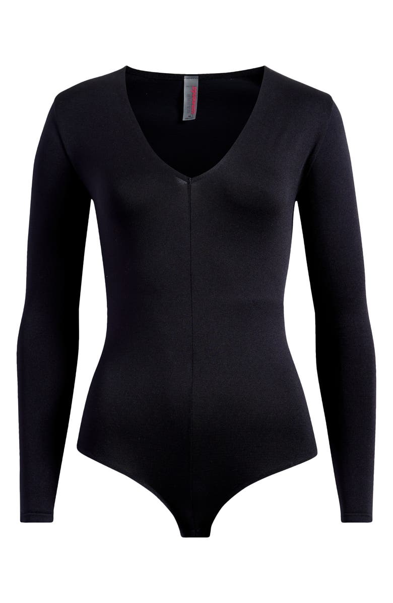 Commando Prima Long Sleeve Bodysuit, Alternate, color, Black