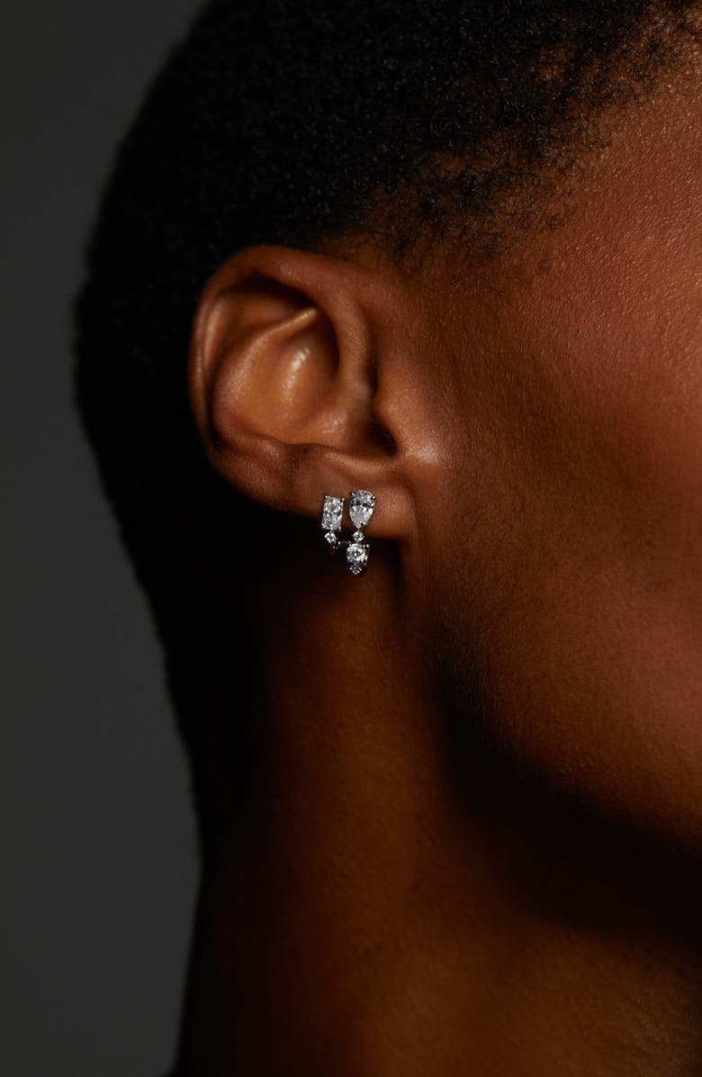 Nadri Everleigh Cubic Zirconia J Hoop Earrings, Alternate, color,