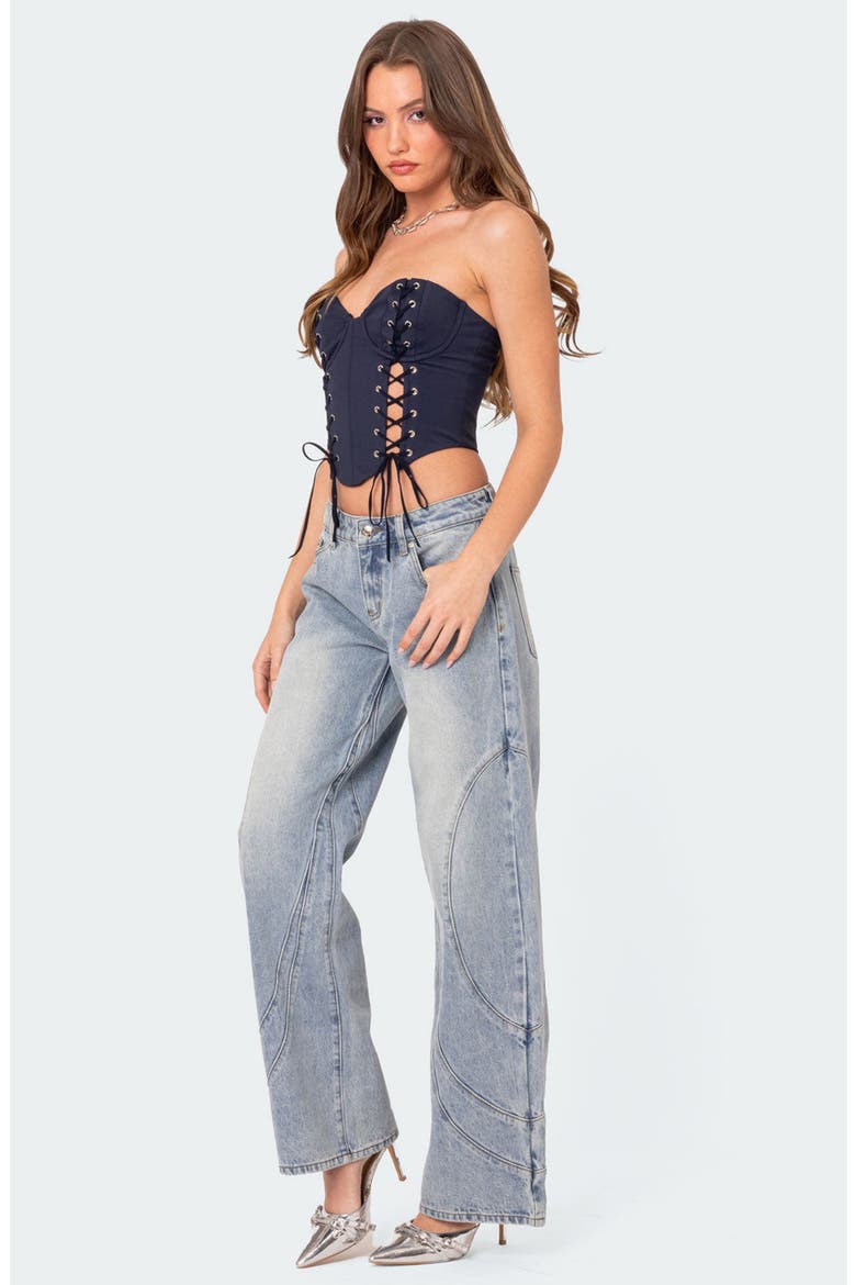 Oaklynn Stitch Detail Wide Leg Jeans, Alternate, color, LIGHT-BLUE