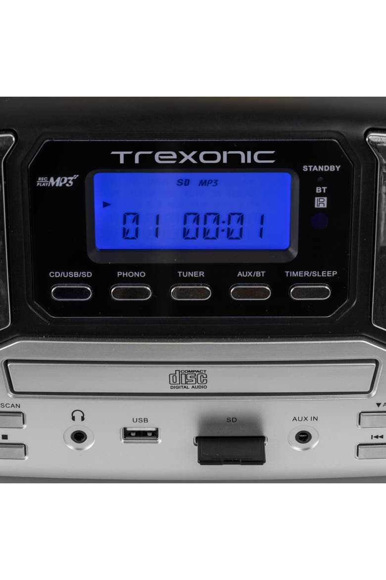 Retro Wireless Bluetooth, Record and CD Player, Alternate, color, Black