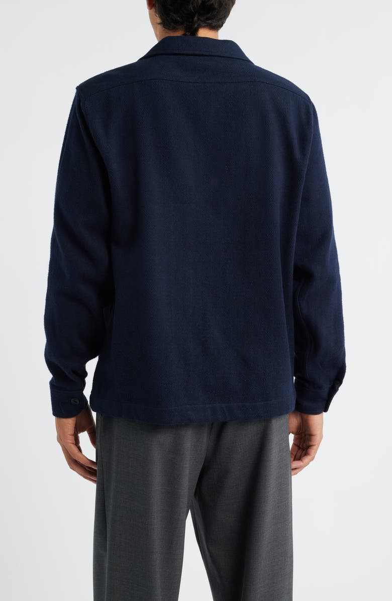 MERZ B SCHWANEN Organic Cotton Flannel Button-Up Shirt Jacket, Alternate, color, Night Blue