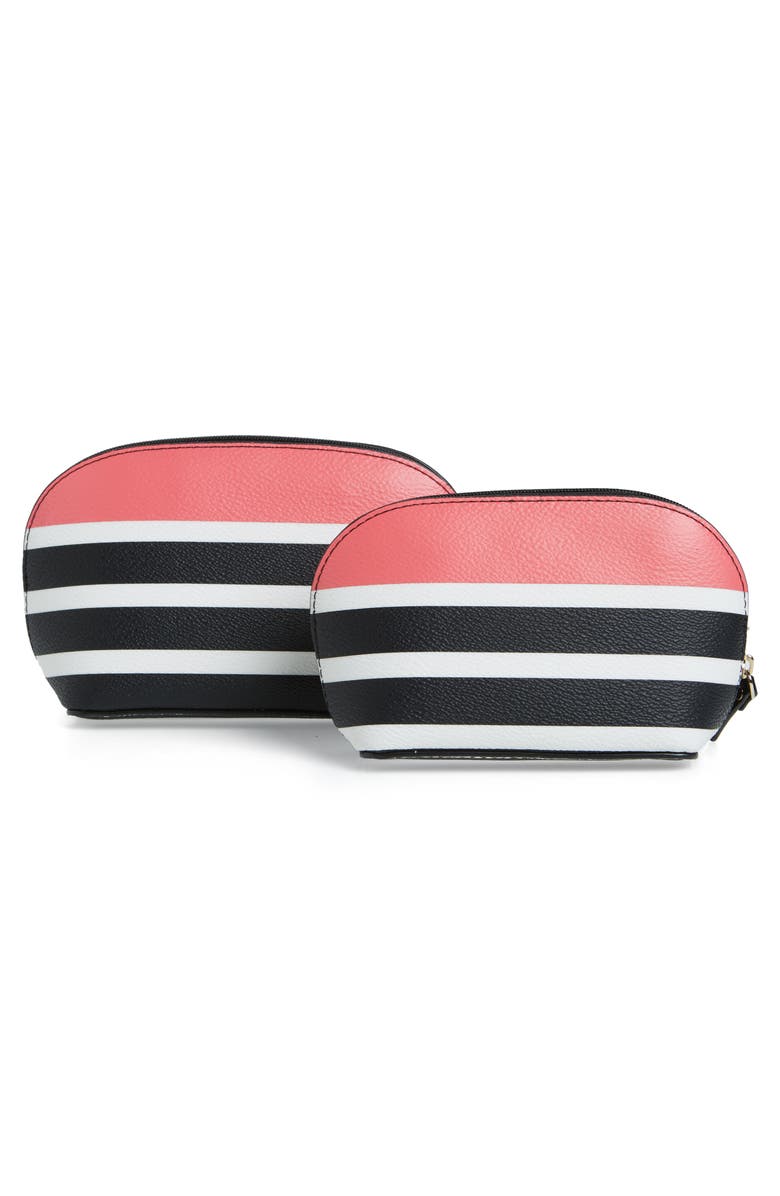 Kate Spade New York hyde lane stripe abalene set of 2 faux leather pouches, Alternate, color, 