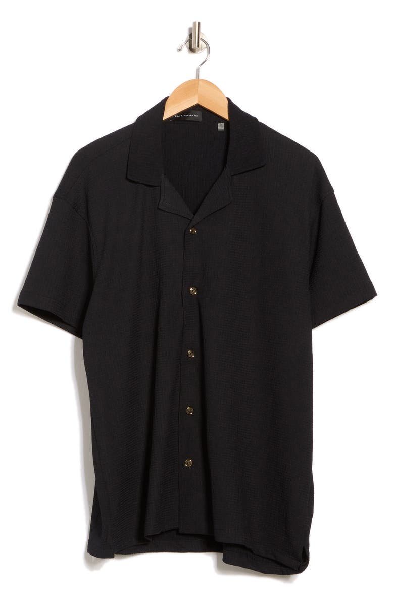 Elie Tahari Cuban Textured Camp Shirt, Alternate, color, Nightlife