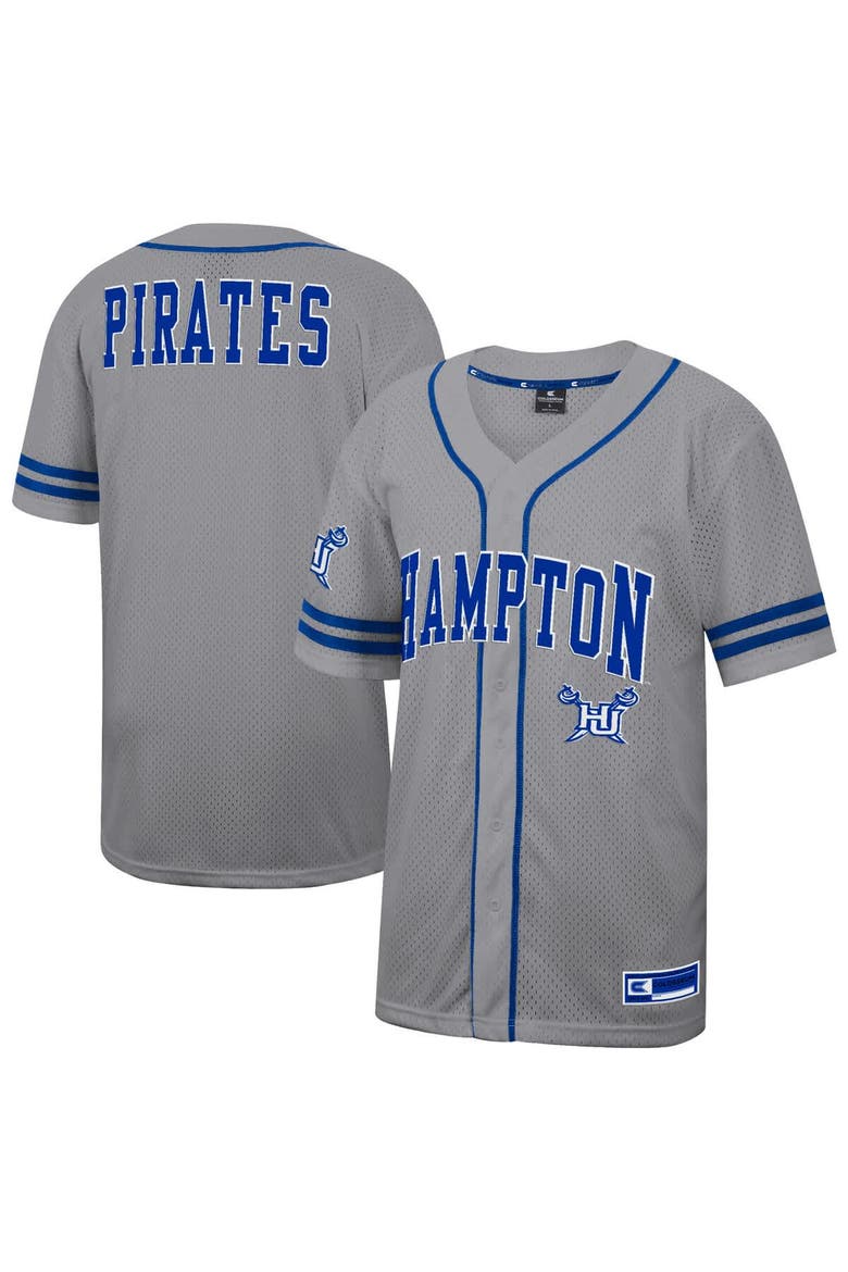 Men's Colosseum Gray Hampton Pirates Free Spirited Baseball Jersey, Alternate, color, Gray