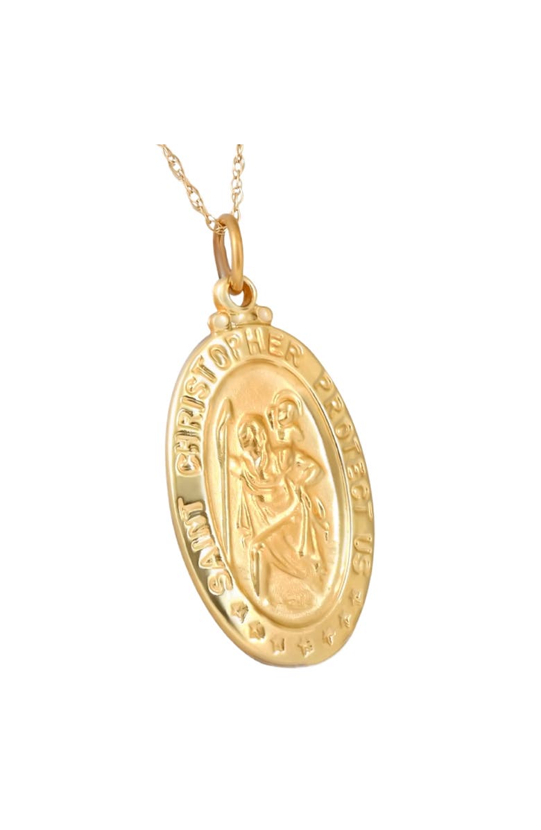 Bliss Diamond 14k Gold St. Christopher Medal Pendant 1" Tall 2.5 Grams, Alternate, color,
