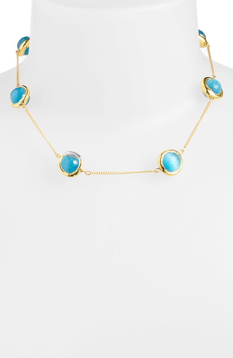 Karine Sultan Crystal Station Necklace, Alternate, color, Gold