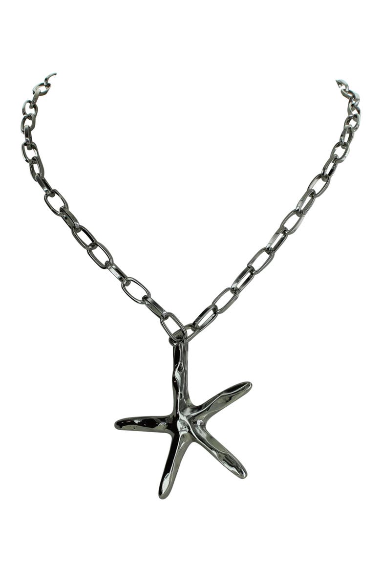 Starfish Pendant Necklace, Alternate, color, SILVER