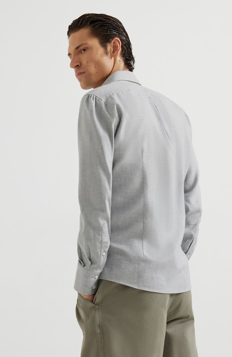 Brunello Cucinelli Flannel chevron shirt, Alternate, color, Grey