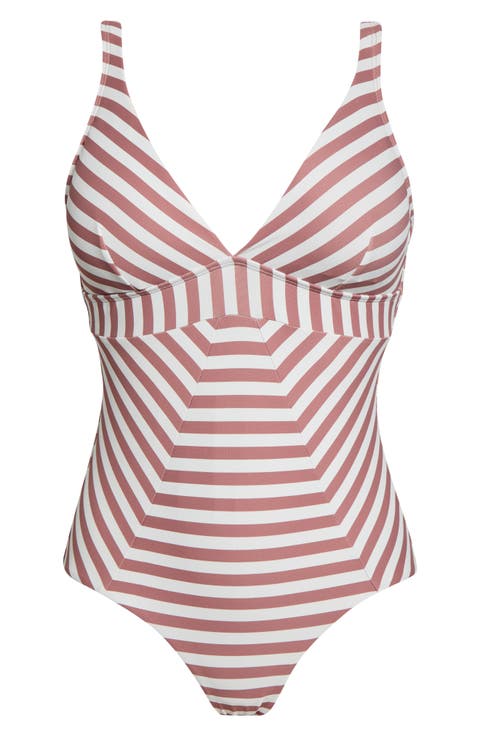 Striped Scoop Back One-Piece Swimsuit