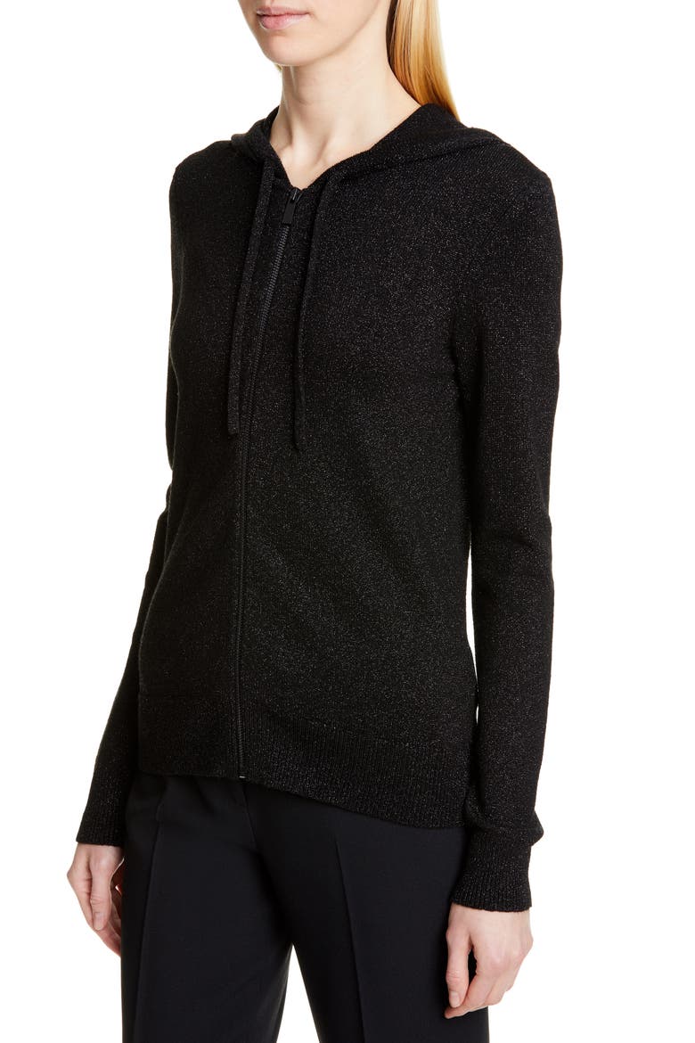 Metallic Hooded Sweater, Alternate, color, BLACK/ BLACK