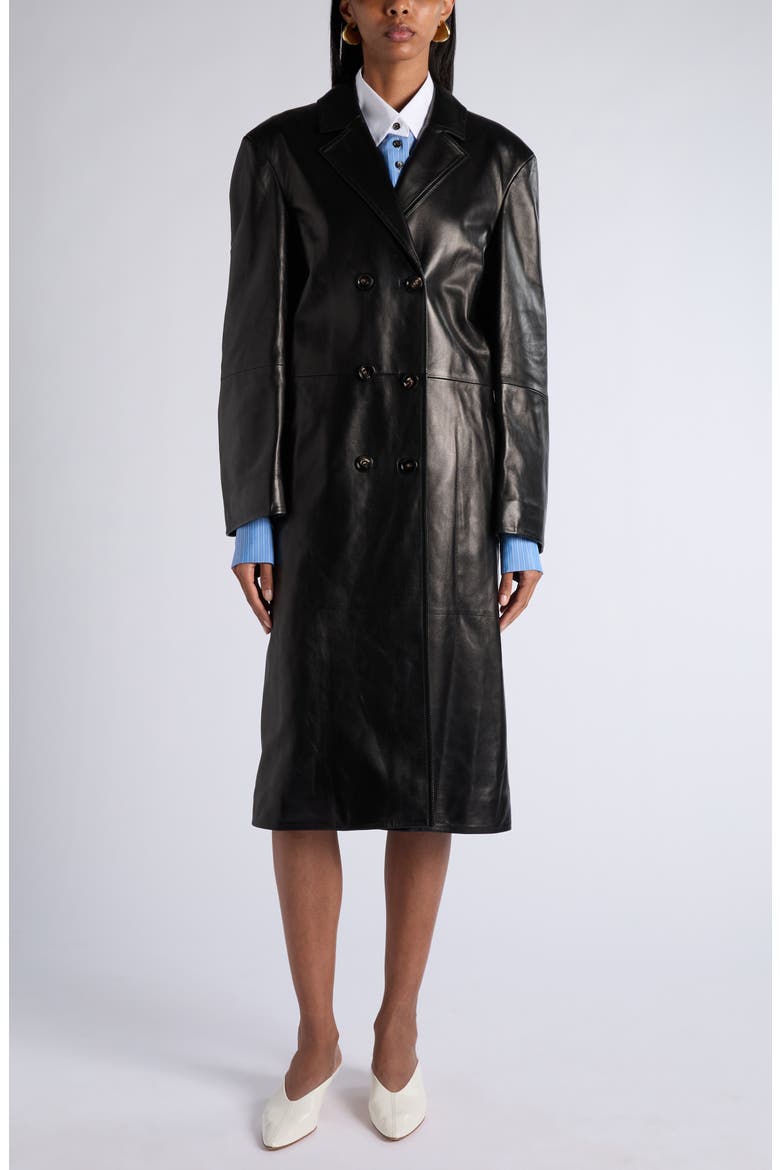Nappa Leather Coat, Main, color, 1010 DOUBLE BLACK
