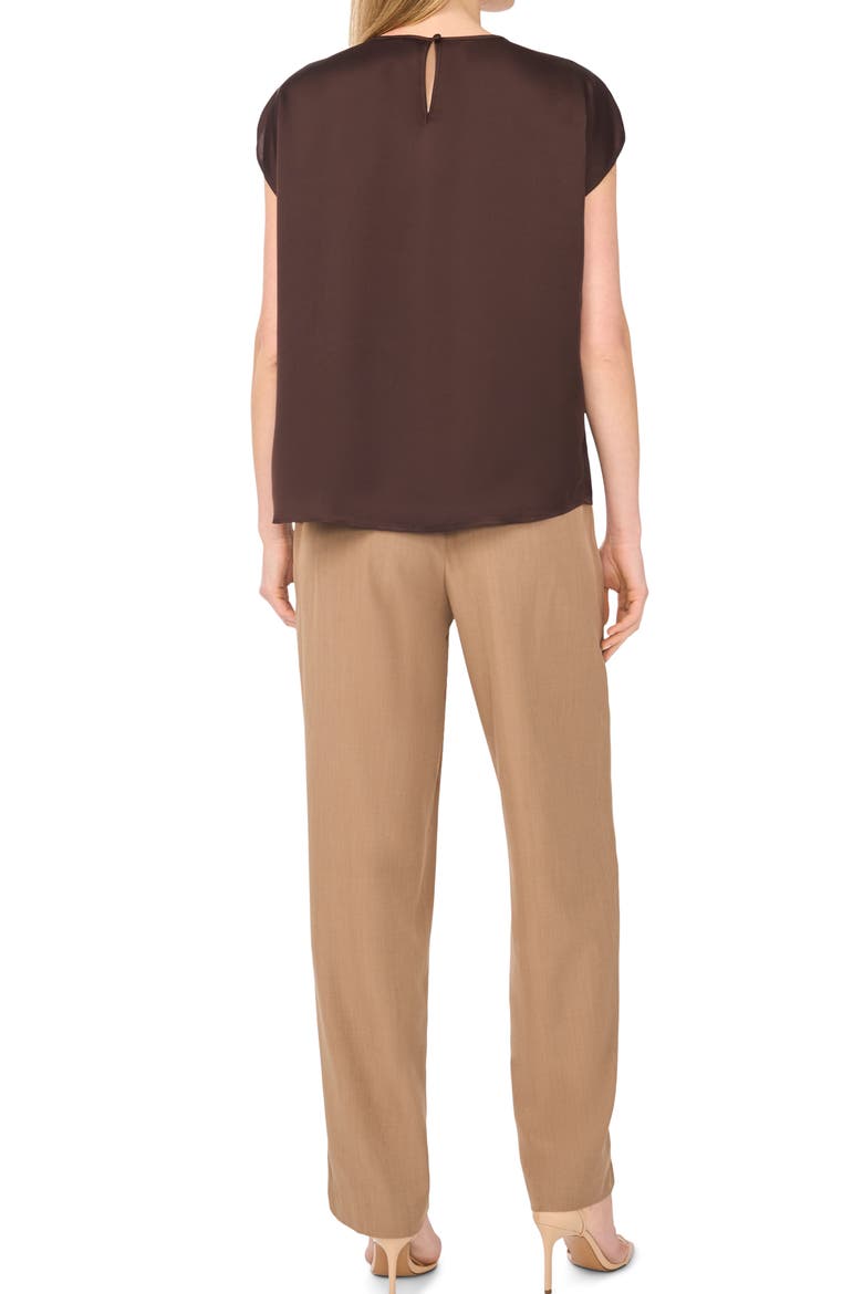 Shirred Satin Top, Alternate, color, CHOCOLATE