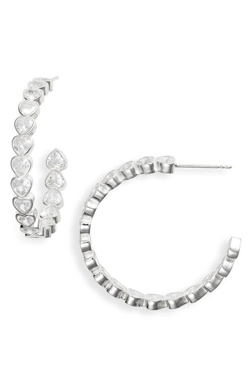 SHYMI Bezel Heart Inside Out Hoop Earrings in Silver/White  product
