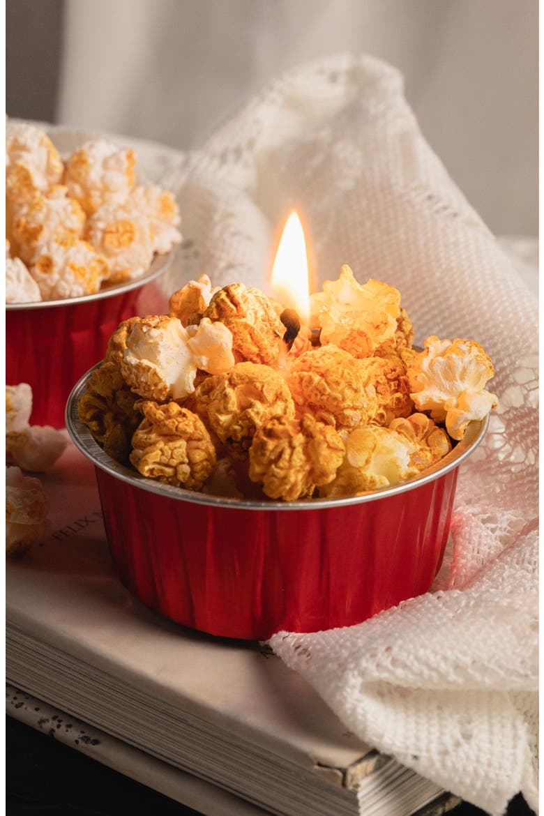 Popcorn Candle Bowl, Alternate, color, Caramel