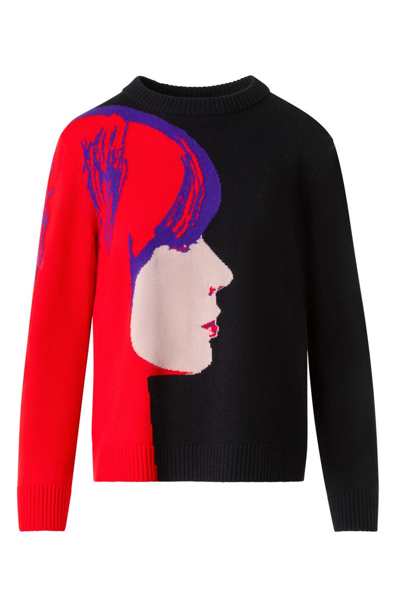 Akris punto Francoise Hardy Intarsia Virgin Wool & Cashmere Sweater, Alternate, color, Black-Multi
