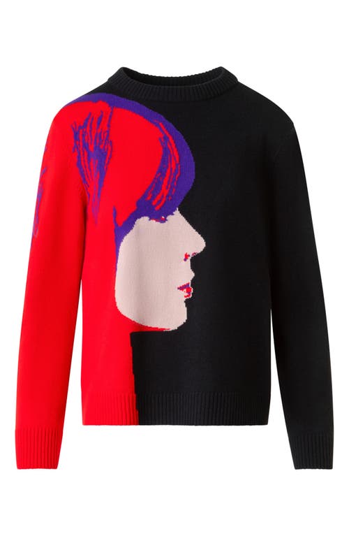 Akris Punto Graphic Knit Merino Wool Sweater In Black