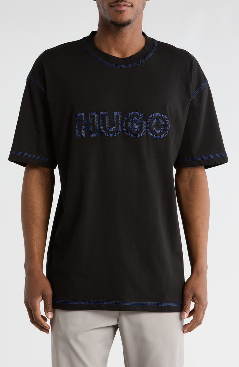 BOSS Stitched Logo T-Shirt, Main, color, Black