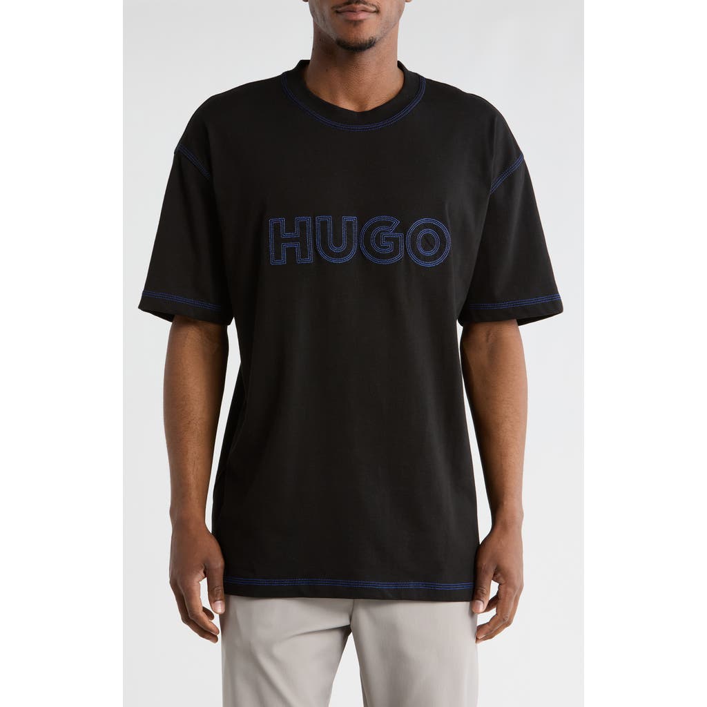 Hugo Boss Boss Stitched Logo T-shirt In Black