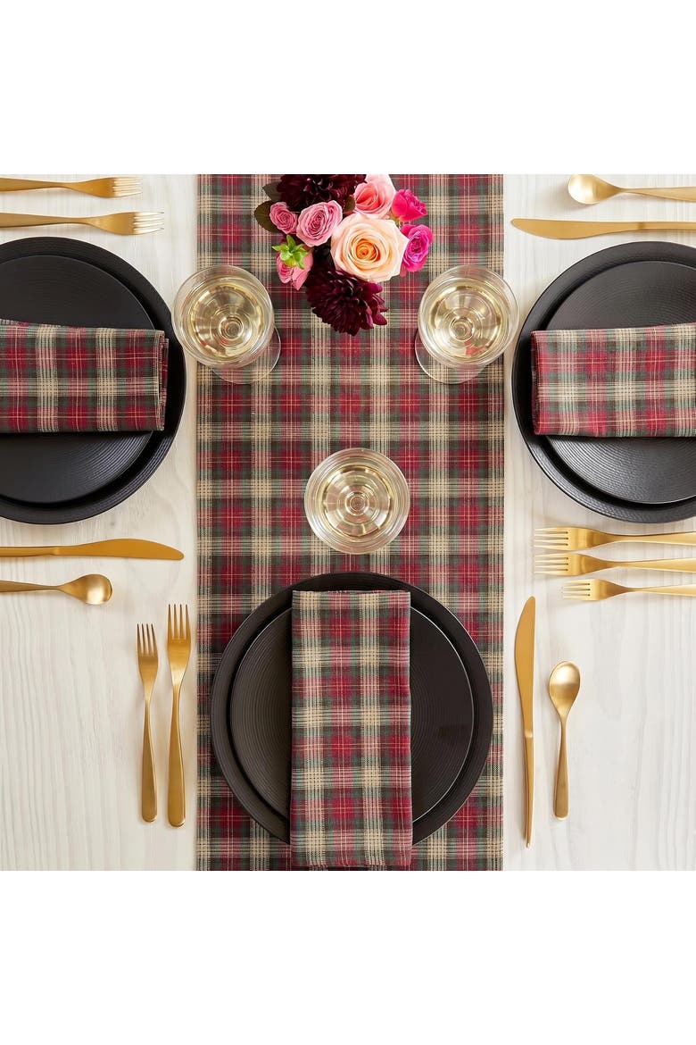 Linen Table Runner - Hunter's Plaid, Alternate, color, Brown