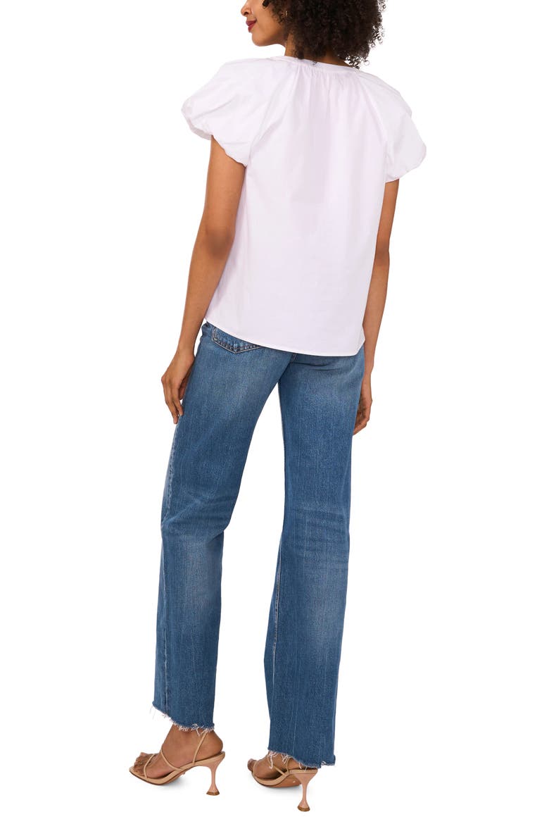 Puff Sleeve Cotton Top, Alternate, color, ULTRA WHITE