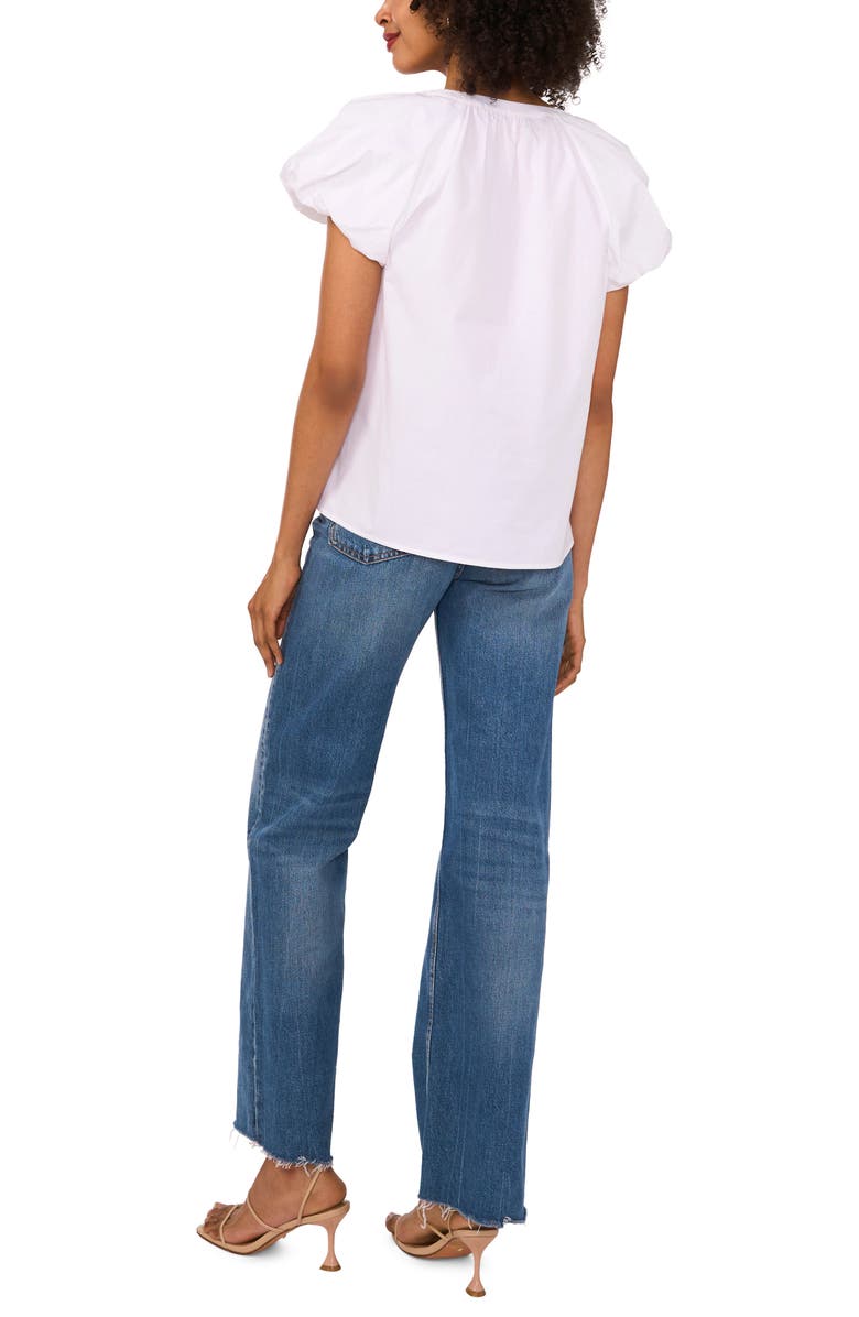 Vince Camuto Puff Sleeve Cotton Top, Alternate, color, Ultra White