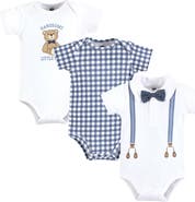Hudson Baby Little Soft Cotton All-in-One Outfits, Set of 3