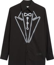 MM6 Maison Margiela Glow in the Dark Tuxedo Graphic Cotton Poplin Button-Up Shirt