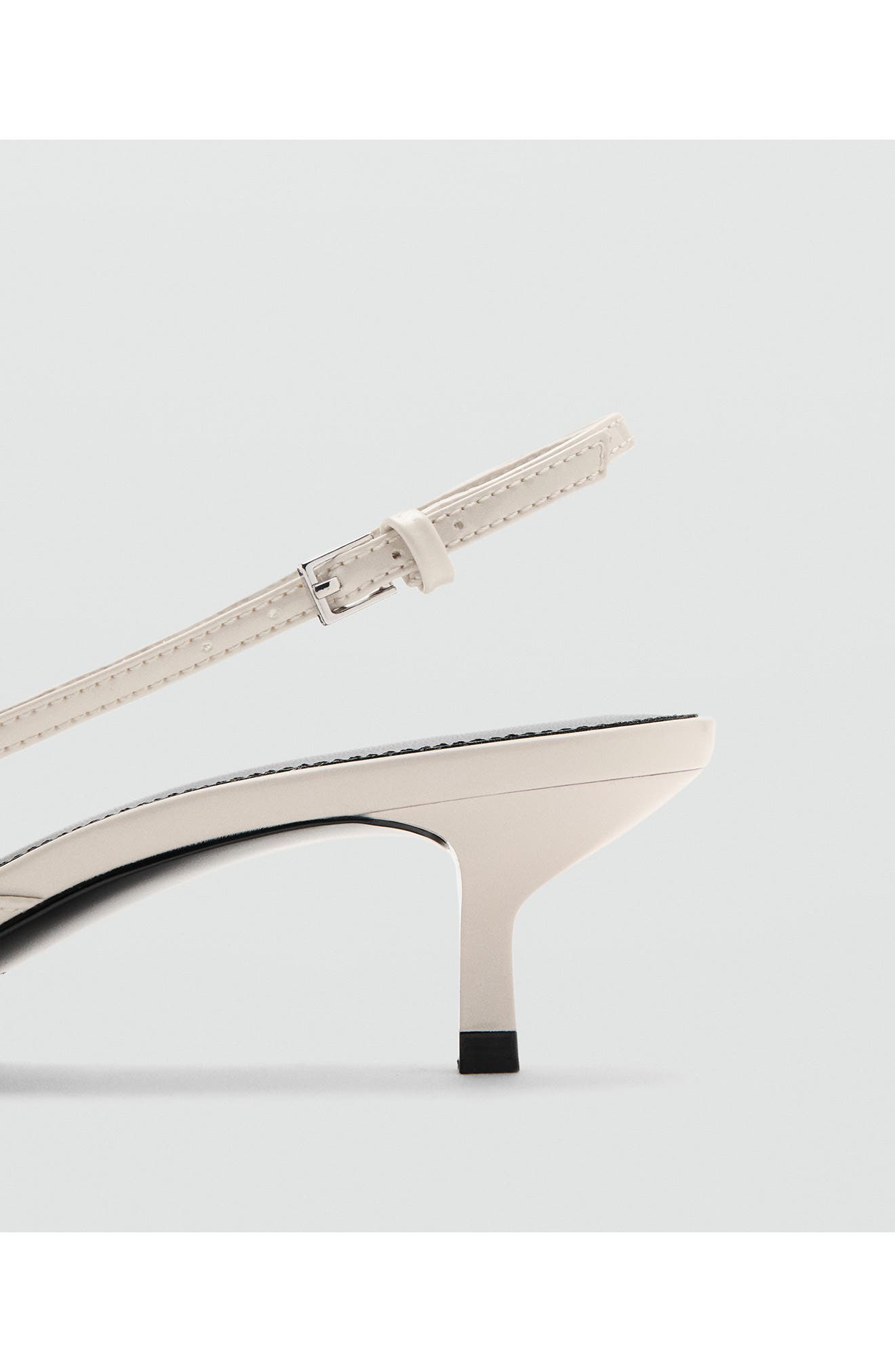 MANGO Slingback Kitten Heel Pump, Alternate, color, Ecru