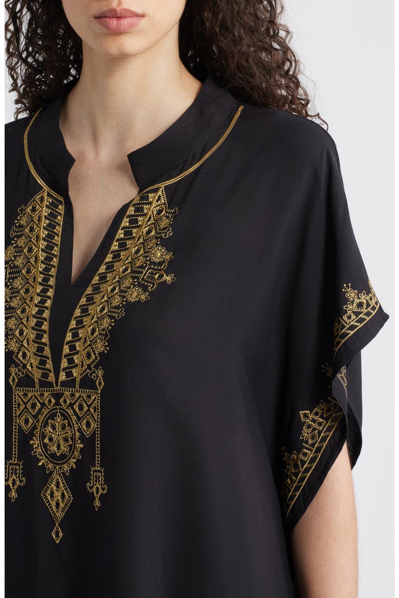 Evelina Embroidered Caftan, Alternate, color, BLACK