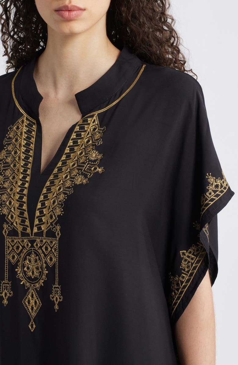 NIKKI LUND Evelina Embroidered Caftan, Alternate, color, Black
