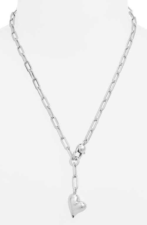 Jenny Bird Puffy Heart Charm Paper Clip Chain Necklace