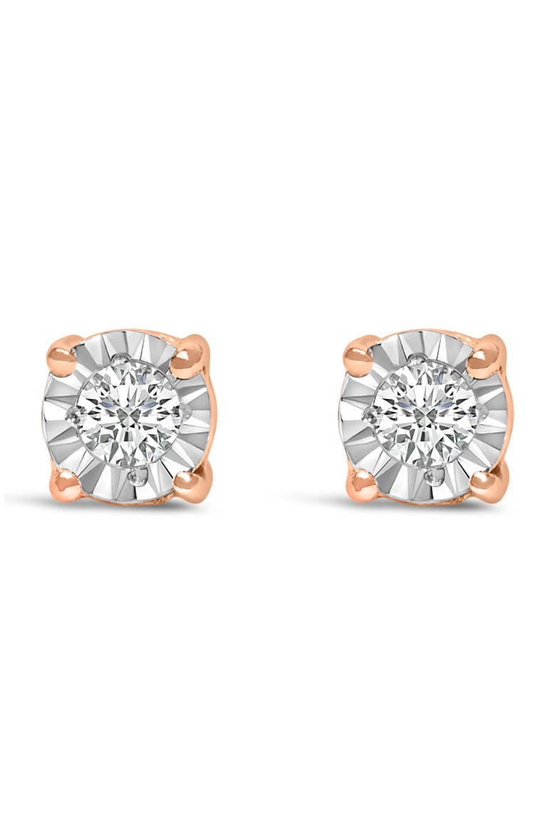 Silver 1/10 Cttw Lab Grown Diamond Miracle-Set Stud Earrings, Main, color, Rose
