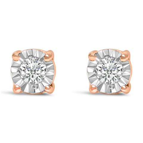 Silver 1/10 Cttw Lab Grown Diamond Miracle-Set Stud Earrings