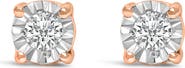 Haus of Brilliance Silver 1/10 Cttw Lab Grown Diamond Miracle-Set Stud Earrings