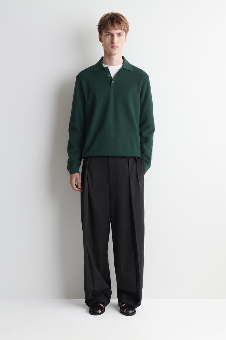 Honeycomb-knit Polo Shirt, Alternate, color, DARK GREEN