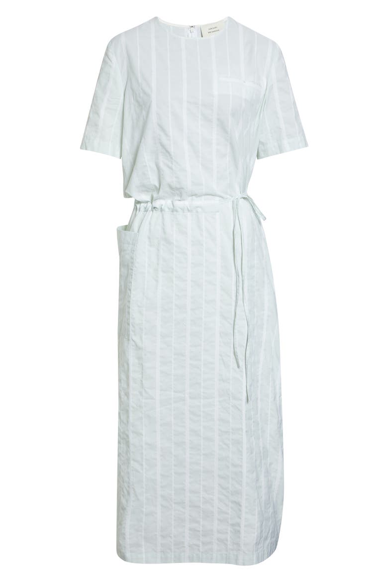 Renata Stripe Cinched Cotton Poplin Dress, Alternate, color, MIST/ WHITE