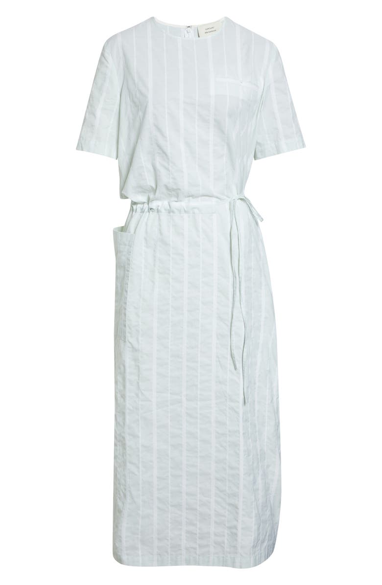 LOULOU DE SAISON Renata Stripe Cinched Cotton Poplin Dress, Alternate, color, Mist/ White