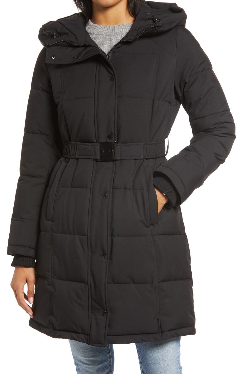 Sam Edelman Pillow Collar Belted Puffer Coat, Main, color, 