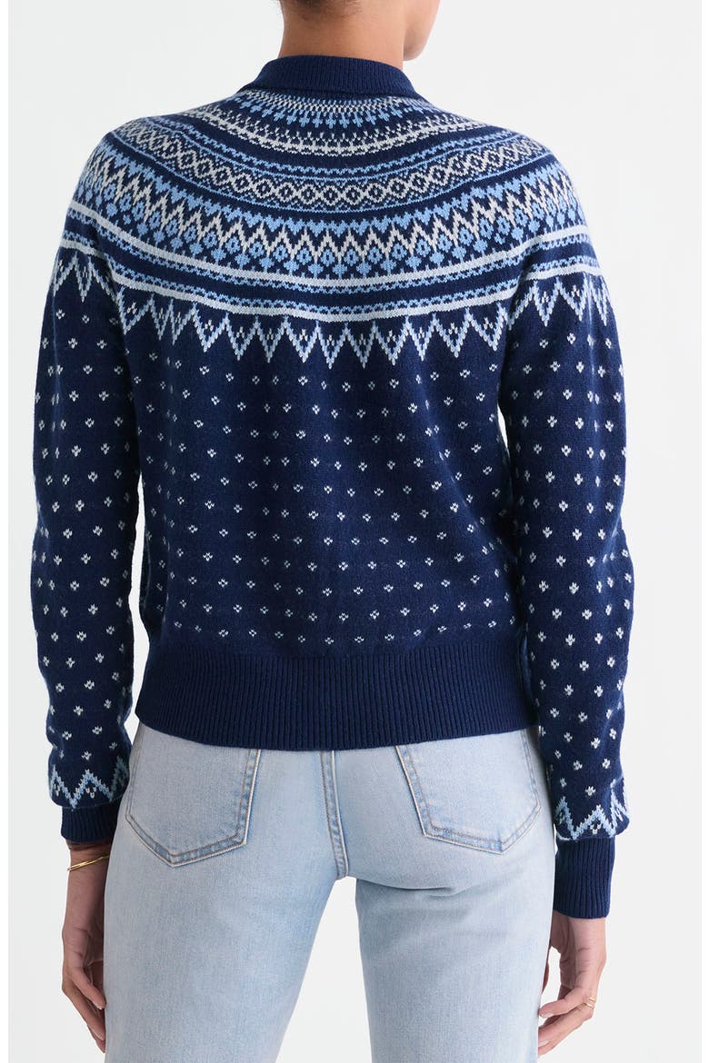 Fair Isle Polo Cardigan, Alternate, color, NAUTICAL NAVY