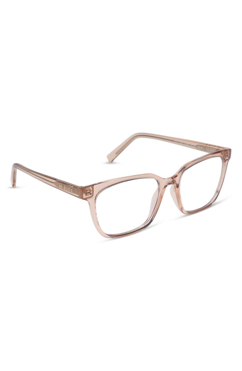 DIFF Alex 50mm Square Blue Light Blocking Glasses, Alternate, color, Beige Crystal Blue Light