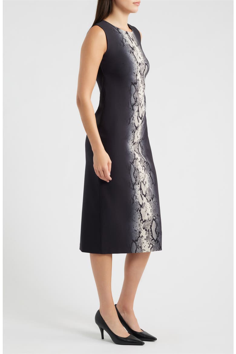 Snake Print Jewel Neck Midi Dress, Alternate, color, ANNE BLACK MULTI