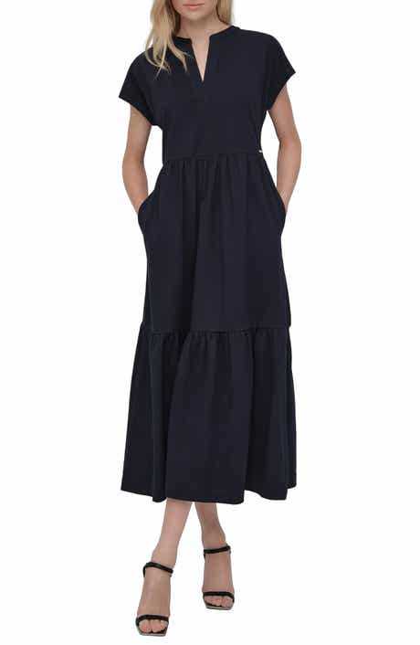 DKNY Tiered Stretch Cotton Maxi Dress