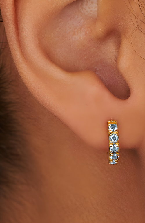 Little Sky Stone Birthstone Huggies In Blue
