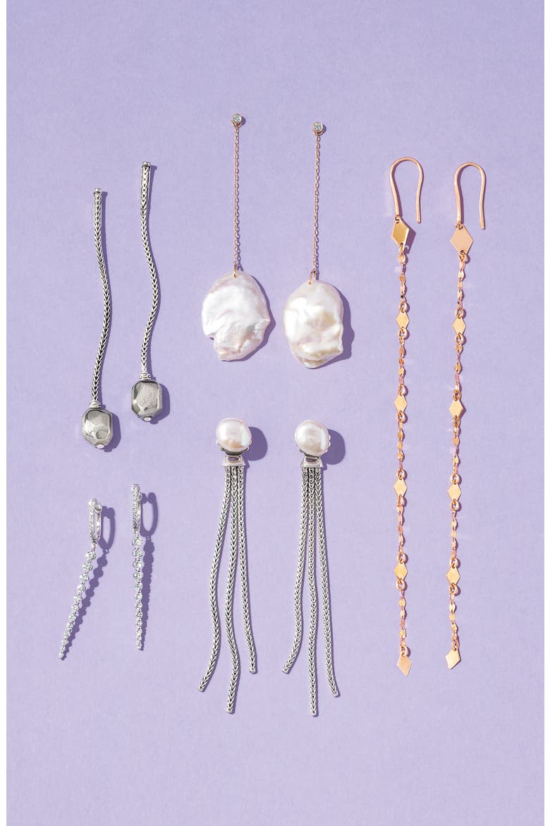 Classic Chain with Genuine Freshwater Pearl Drop Earrings, Alternate, color, SILVER
