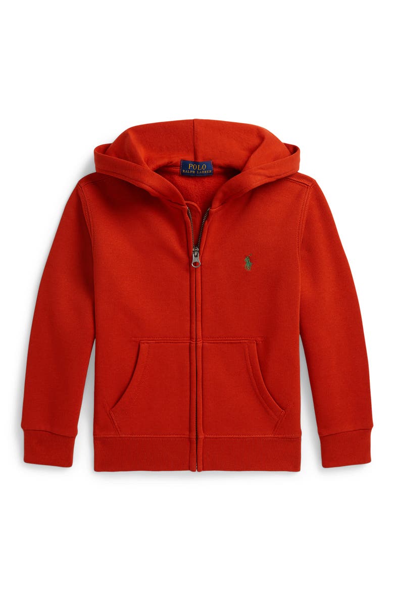 Kids' Fleece Zip Hoodie, Main, color, VARSITY ORANGE