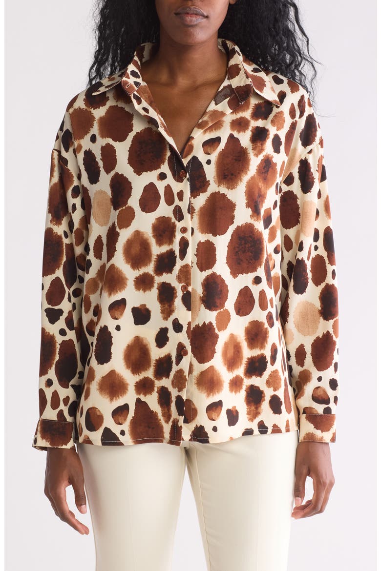 Oversize Button-Up Shirt, Main, color, RUST