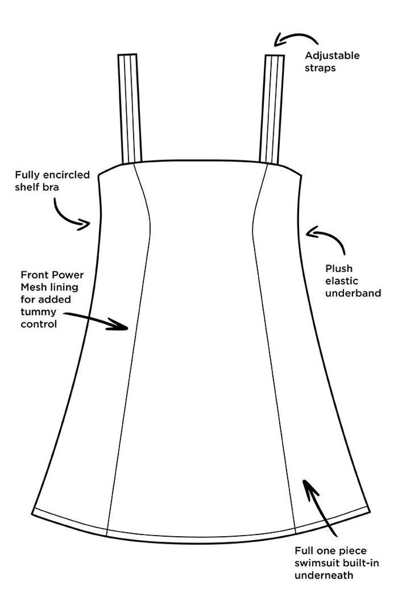 Princess Seam Swimdress, Alternate, color, Black White Dot