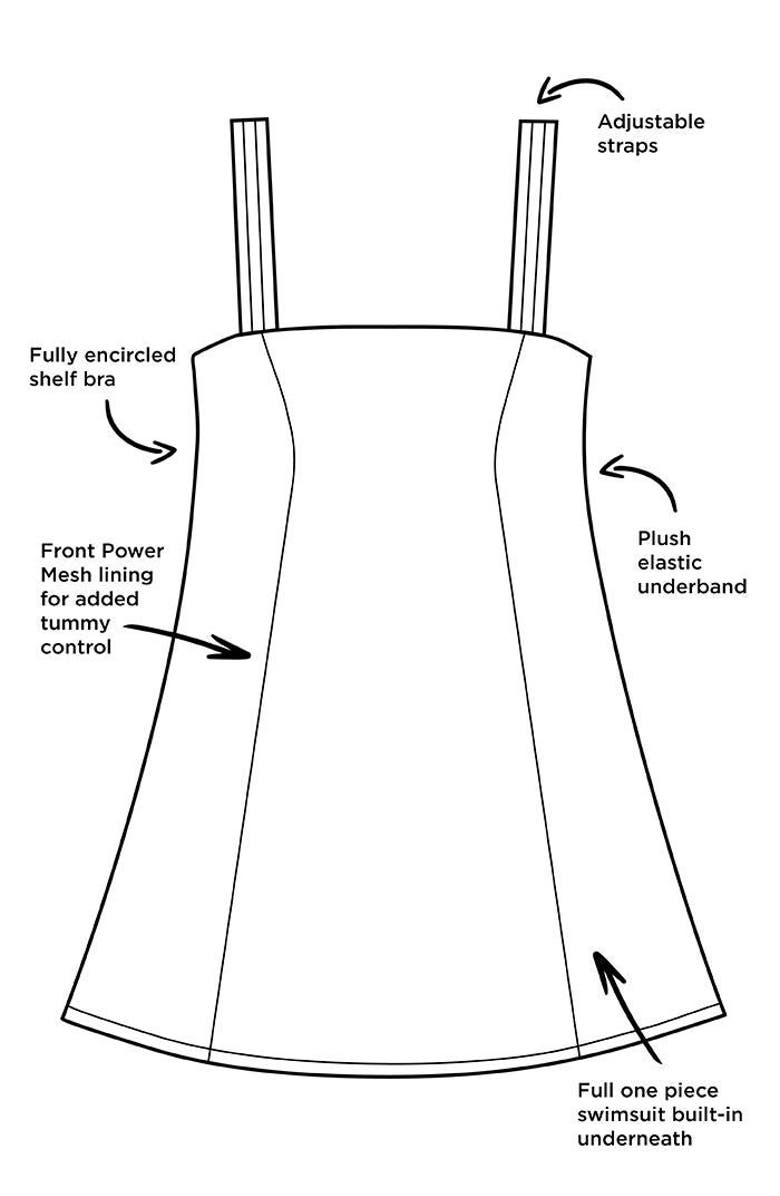 Swimsuits for All Princess Seam Swimdress, Alternate, color, Black White Dot