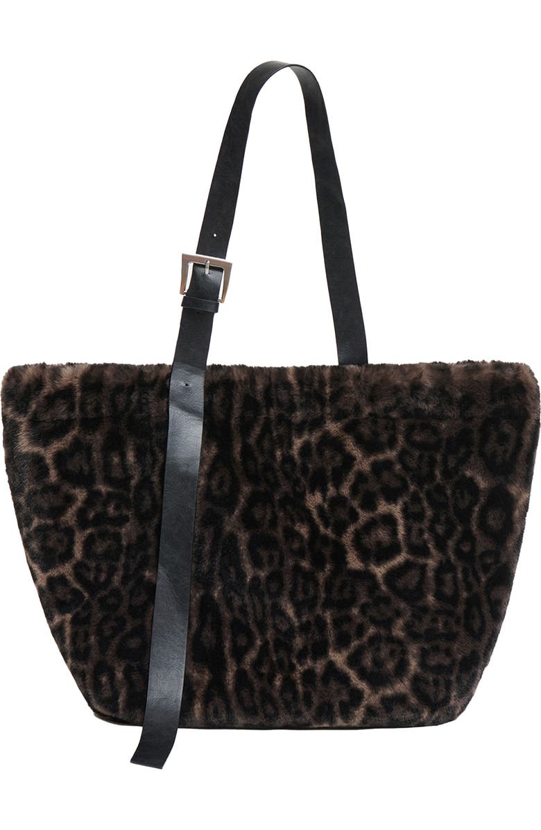 Apparis Esti Leopard Pluche<sup>™</sup> Faux Fur Tote, Main, color, Dark Leopard